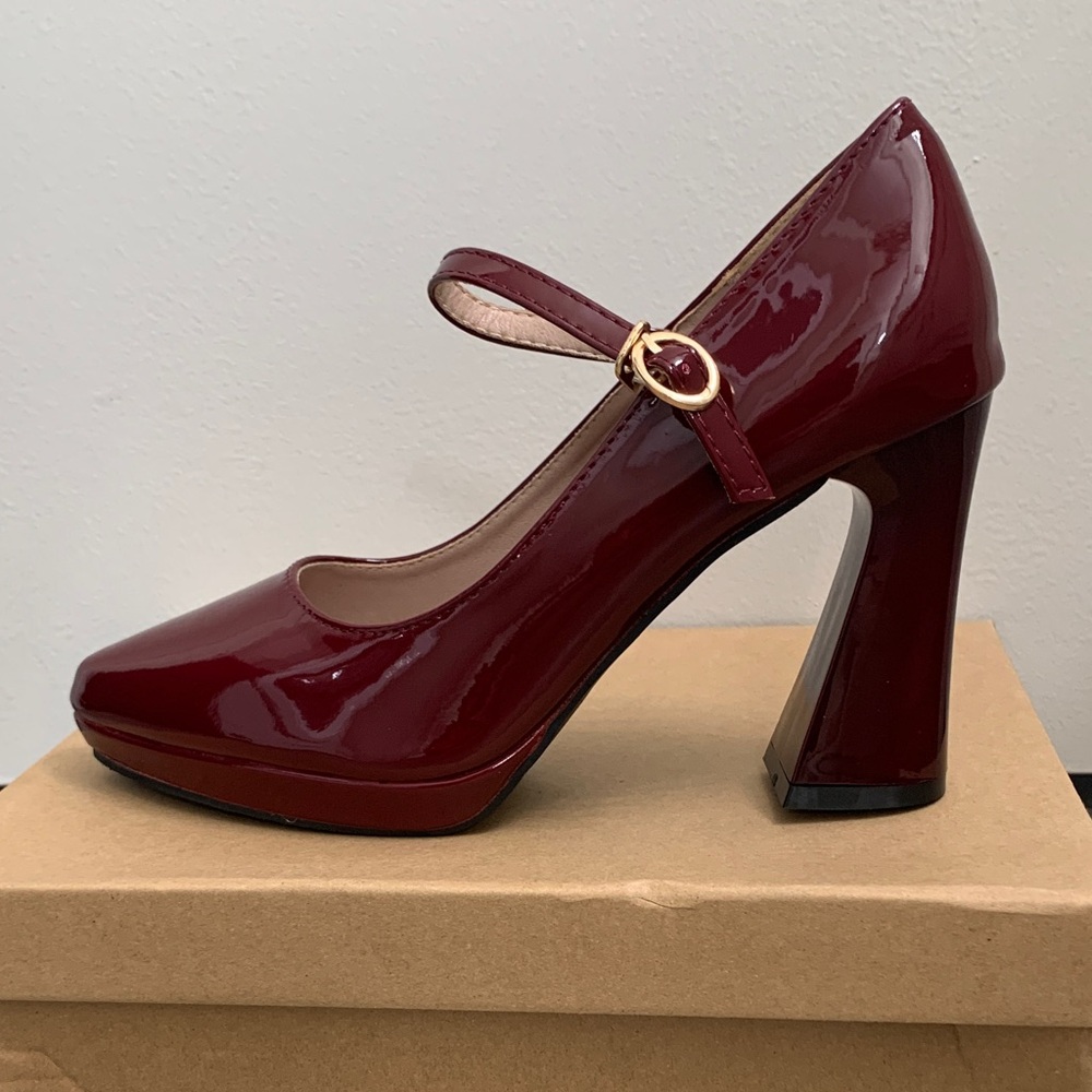 NWB - Elegant Burgundy Mary Jane Heels 9